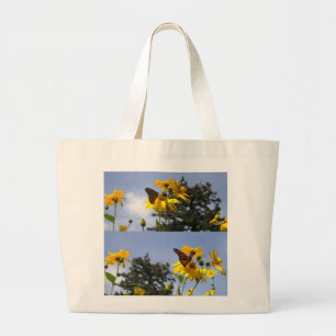 Bolsa Tote Grande Borboleta no Saco de Tota de Girassol