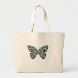 Bolsa Tote Grande Borboleta Preta E Branca Elegante