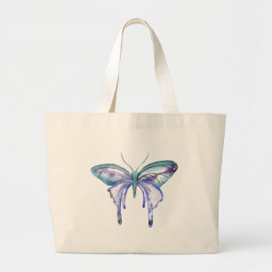 Bolsa Tote Grande borboleta púrpura azul aqua aqua