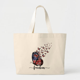 Bolsa Tote Grande Borboletas da Liberdade Vermelho Patriótico, Bra