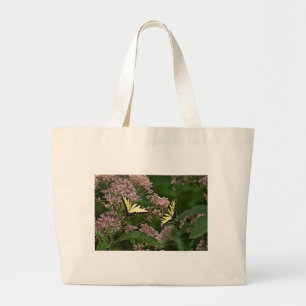 Bolsa Tote Grande Borboletas-do-pântano-Tigre em Joe Pye Weed