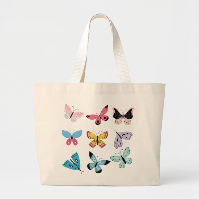 Bolsa Tote Grande Borboletas do Springtime (Frente)