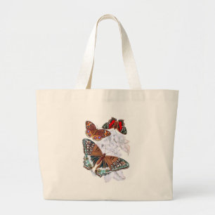 Bolsa Tote Grande Borboletas - Laranja e marrom