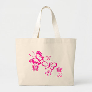 Bolsa Tote Grande Borboletas Rosa