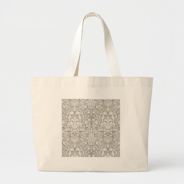 Bolsa Tote Grande borcada de rendas branco elegante (Frente)