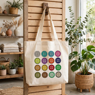 Bolsa Tote Grande Botões Coloridos de Costura Alfaiate