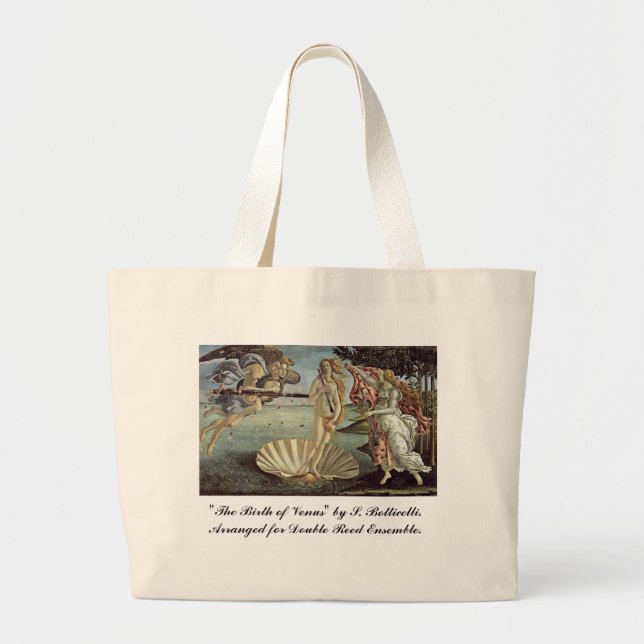 Bolsa Tote Grande Botticelli, nascimento de Venus, para juncos dobro (Frente)