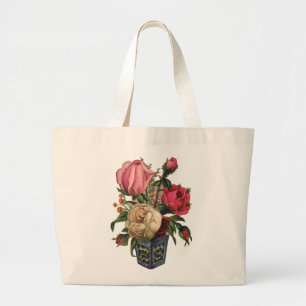 Bolsa Tote Grande bouquet de rosas florais vitorianas rosas