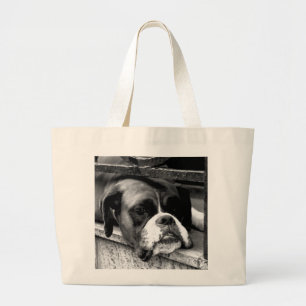 Bolsa Tote Grande Boxer Dog On Windowsill bajtcn
