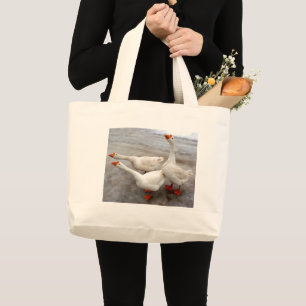 Bolsa Tote Grande Branco de gansos