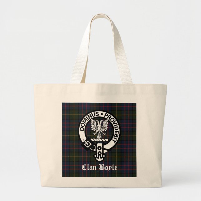Bolsa Tote Grande Brasão do Clã Boyle e Tartan (Frente)