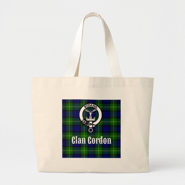 Bolsa Tote Grande Brasão do Xadrez do Clã Gordon (Frente)