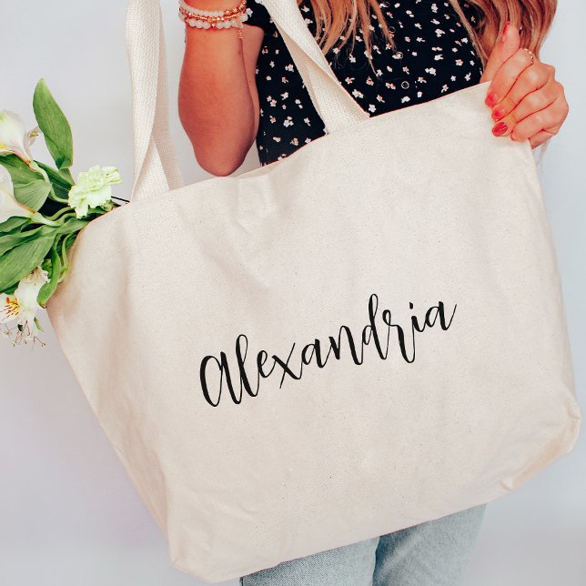 Bolsa Tote Grande Bridesmaid de Nome de Script Personalizado (Criador carregado)