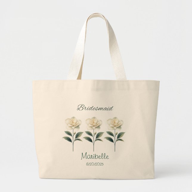 Bolsa Tote Grande Bridesmaid Gardenia Tote Bag Personalizada (Frente)