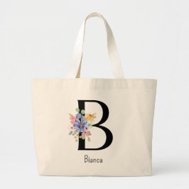 Bolsa Tote Grande Bridesmaid Gift Wild Flower Alphabet B Tote Bag