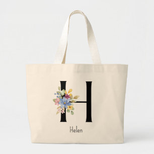 Bolsa Tote Grande Bridesmaid Gift Wild Flower Alphabet H Tote Bag