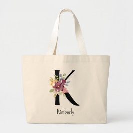 Bolsa Tote Grande Bridesmaid Gift Wild Flower Alphabet K Tote Bag