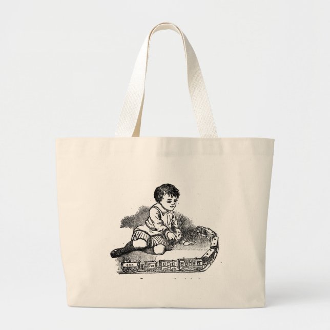 Bolsa Tote Grande Brincando com o Trem (Frente)