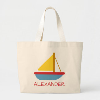 Bolsa Tote Grande Brinquedo Náutico Infantil Barco à Vela Personaliz