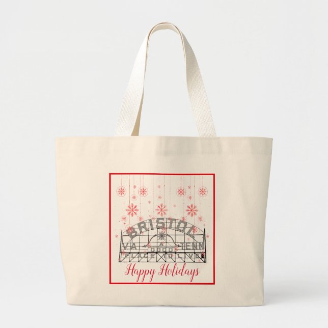 Bolsa Tote Grande Bristol Slogan Sinal Compra Natal (Frente)