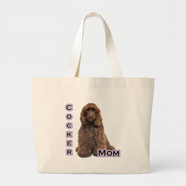 Bolsa Tote Grande Brown Cocker Spaniel Mãe; Cocker Spaniel Mãe (Frente)