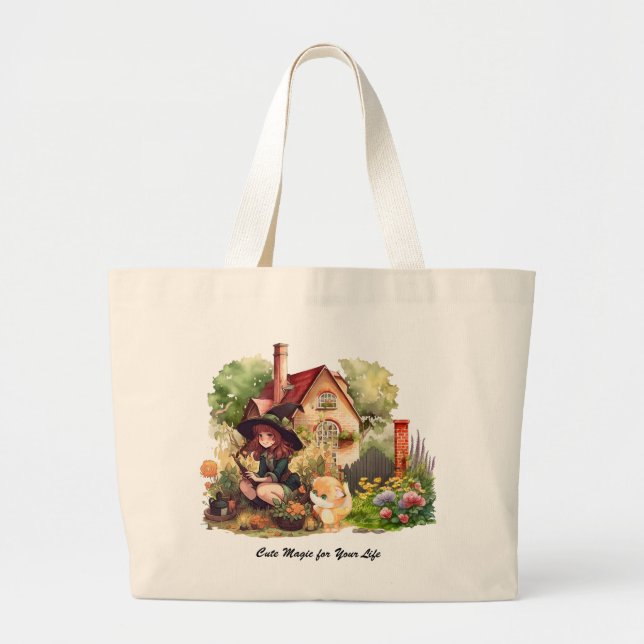 Bolsa Tote Grande Bruxa Fofo e Raposa (Frente)