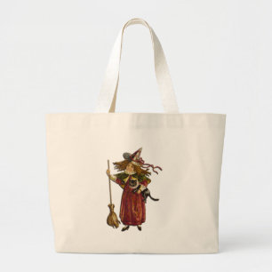 Bolsa Tote Grande Bruxa Vintage e Gato Preto