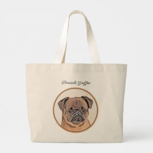 Bolsa Tote Grande Bruxelas Griffon Pintando Arte Cachorra Vermelha S