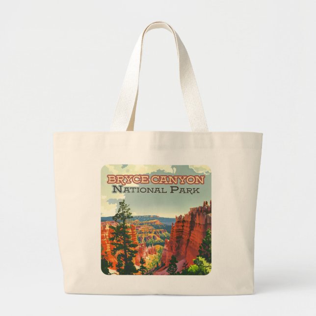 Bolsa Tote Grande Bryce Canyon National Park Utah Hoodoo Retro (Frente)