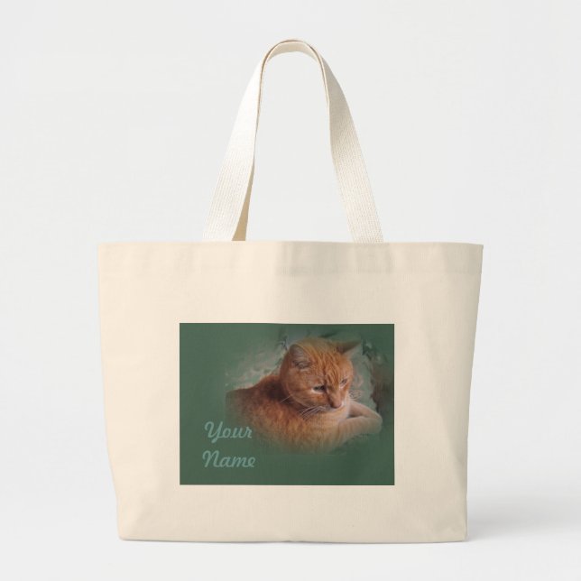 Bolsa Tote Grande Bubba, o Tomcat Laranja Tabby (Frente)