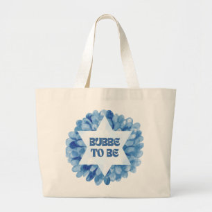 Bolsa Tote Grande "Bubbe to Be" Engraçada Nova Vovó Judaica Watercol