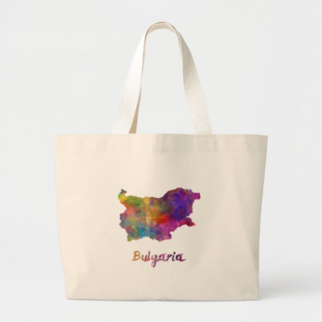 Bolsa Tote Grande Bulgária a aquarela (Frente)