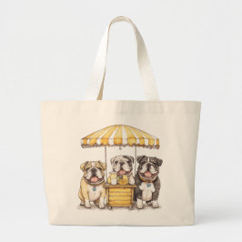 Bolsa Tote Grande Bulldog Inglês Correndo Pista De Limonada