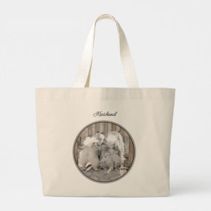 Bolsa Tote Grande Bumbuns De Pintura De Keeshond Na Arte De Cachorro