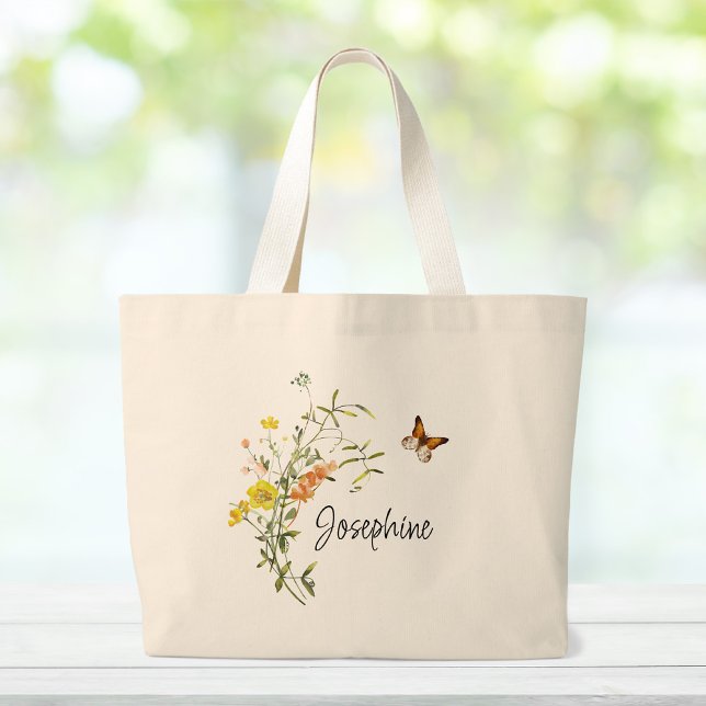 Bolsa Tote Grande Buquê de flores silvestres Bridesmaid Tote Bag (Criador carregado)