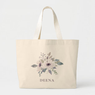 Bolsa Tote Grande Buquê floral da anêmona personalizado