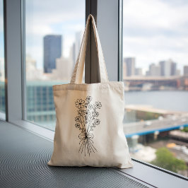 Bolsa Tote Grande Buquê Floral Minimalista