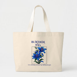 BOLSA TOTE GRANDE BUR'DEN BAG , BLUE LILLIES NEUTRAL CANVAS TOTE BAG