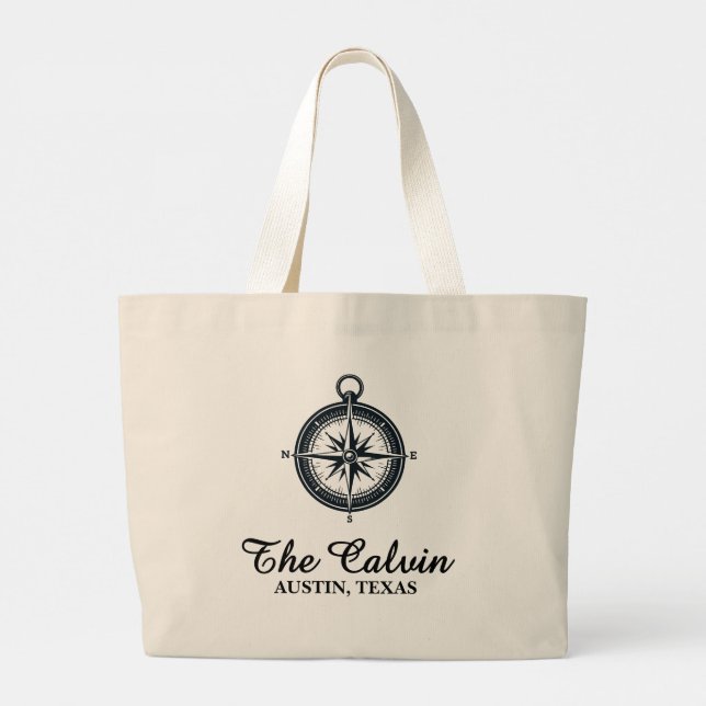Bolsa Tote Grande Bússola de Navegação (Verso)