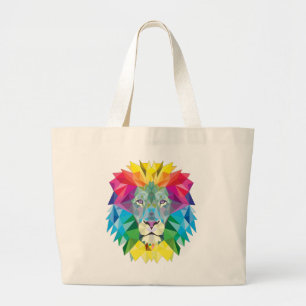 Bolsa Tote Grande Cabeça de Leão Geométrico