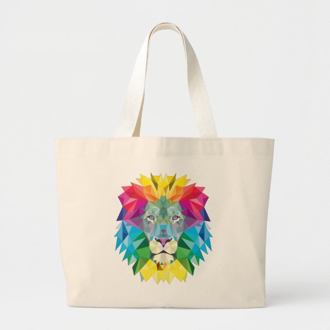 Bolsa Tote Grande Cabeça de Leão Geométrico (Frente)