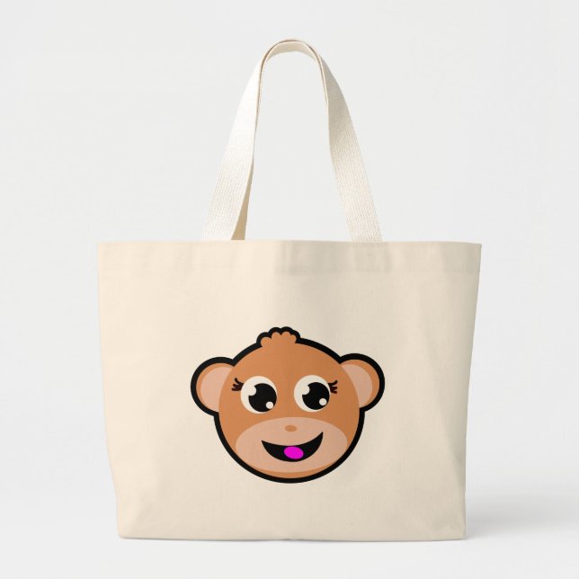 Bolsa Tote Grande cabeça do macaco (Frente)
