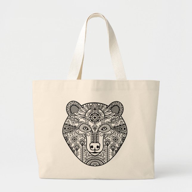 Bolsa Tote Grande Cabeça do urso do estilo (Frente)