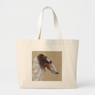 Bolsa Tote Grande Cabeça do vintage do Borzoi