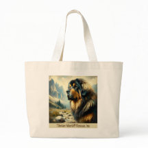 CABEÇA MASTIFF TIBETANA COM MONTANHAS TOTE BAG