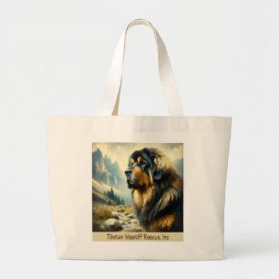 BOLSA TOTE GRANDE CABEÇA MASTIFF TIBETANA COM MONTANHAS TOTE BAG