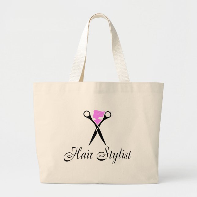 Bolsa Tote Grande Cabeleireiro (tesouras/rosa) (Frente)