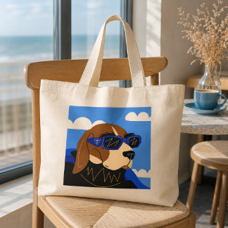 Bolsa Tote Grande Cachorro Beagle Legal Usando Óculos de Sol de Luxo