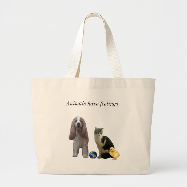 Bolsa Tote Grande Cachorro Bonito, Gato Persa e Frango (Frente)