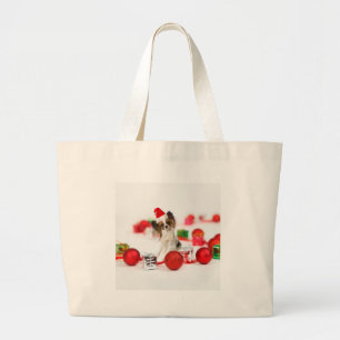 Bolsa Tote Grande Cachorro Cachorro Cachorro Noel Hat